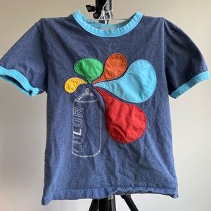 Mini Boden Dark blue t-shirt with printed spray can graphic and color applique
